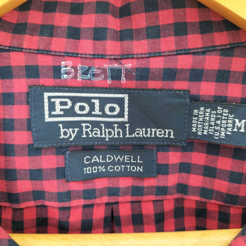 ポロバイラルフローレン Polo by RALPH LAUREN 90S CALDWELL スモールポニー刺繍 ギンガムチェック オープンカラーシャツ メンズ import:M