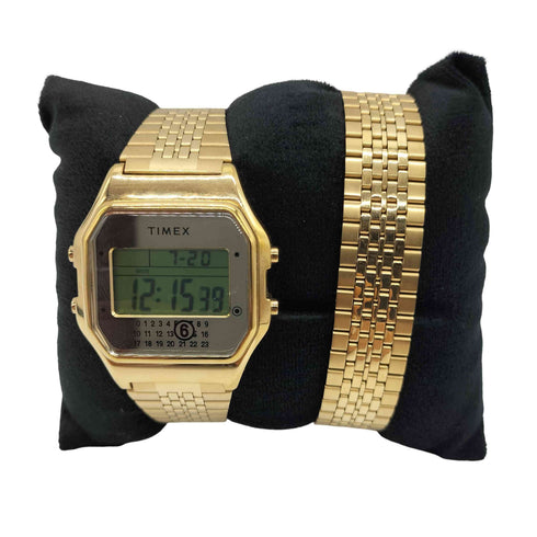 エムエムシックスメゾンマルジェラ MM6 Maison Margiela T80 Gift Set W Extra Bracelet コラボ ギフトセット ゴールド デジタル クォーツ 腕時計 ブレスレット 付き フルセット メンズ