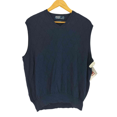 ポロバイラルフローレン Polo by RALPH LAUREN PIMA COTTON アーガイル コットンニットベスト メンズ XL