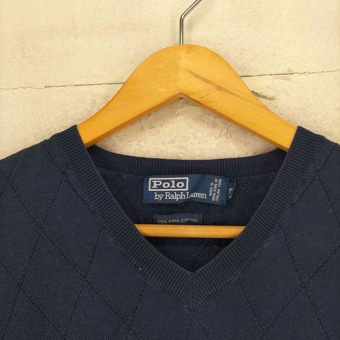 ポロバイラルフローレン Polo by RALPH LAUREN PIMA COTTON アーガイル コットンニットベスト メンズ XL