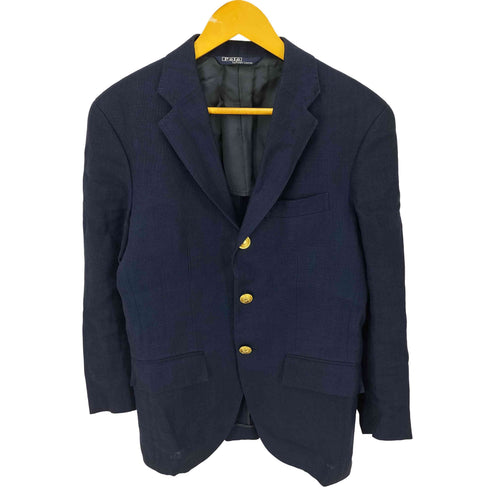 ポロバイラルフローレン Polo by RALPH LAUREN 90S リネン 金ボタン 紺ブレザー 段帰り 3B シングル テーラード ジャケット メンズ