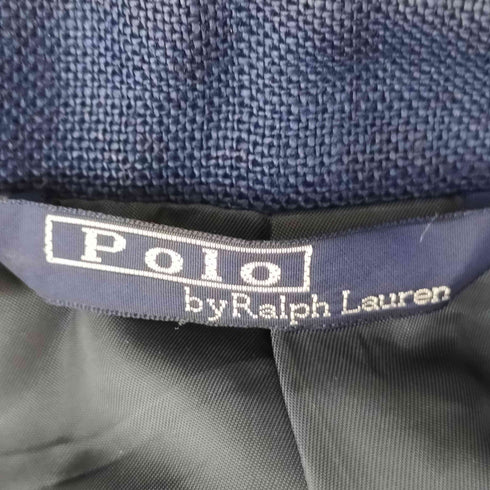 ポロバイラルフローレン Polo by RALPH LAUREN 90S リネン 金ボタン 紺ブレザー 段帰り 3B シングル テーラード ジャケット メンズ