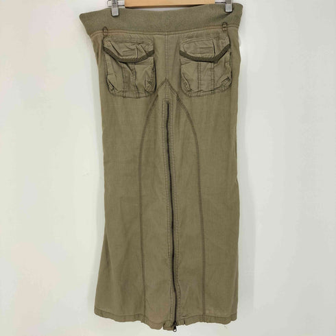ゴア goa 00s Y2K Slider Zip Mermaid Long Skirt リネン コットン カーゴポケット サイドジップ マーメイドスカート レディース FREE
