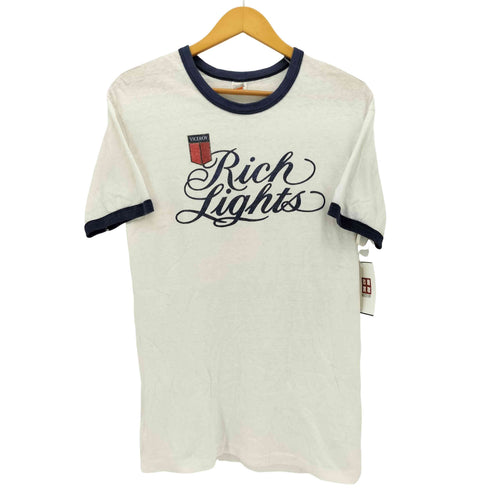 ヘインズ Hanes 70S USA製 三角タグ フロント プリント 企業ロゴ クルーネック リンガー Tシャツ メンズ import:L
