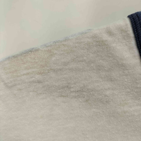 ヘインズ Hanes 70S USA製 三角タグ フロント プリント 企業ロゴ クルーネック リンガー Tシャツ メンズ import:L