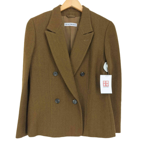 エンポリオアルマーニ EMPORIO ARMANI 90S ヘリンボーン ダブルブレスト テーラードジャケット レディース EUR:42