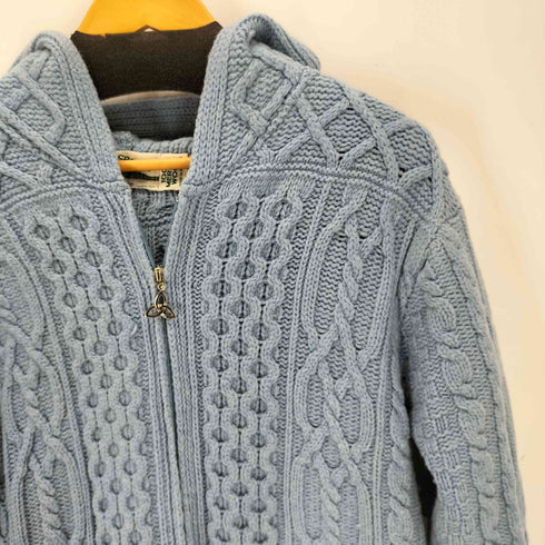 アランクラフト aran crafts ケーブル編み ダブルジップニットパーカー メンズ S