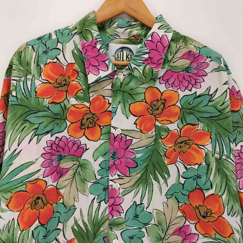 SILKS フラワーデザイン シルクシャツ メンズ JPN:L