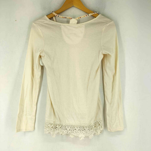 ビジューデザイン クロシェ編み L/S カットソー レディース
