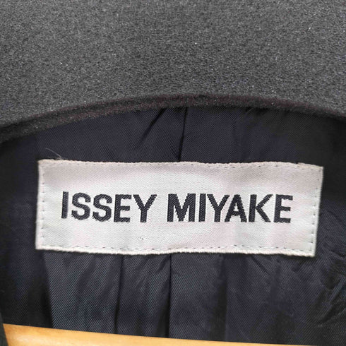 イッセイミヤケ ISSEY MIYAKE トロンプルイユ ダブルラペル ポリギャバ スーパーロング コート レディース JPN:1