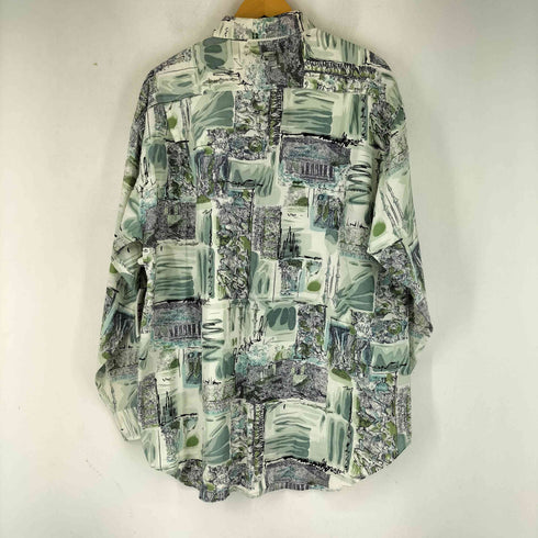 GENT'S シルク100% 総柄 L/S シャツ メンズ LL