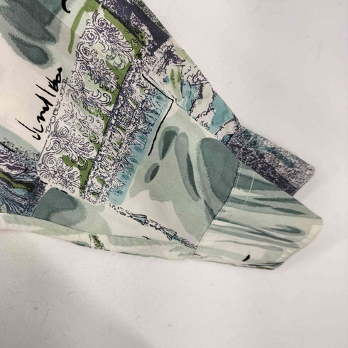 GENT'S シルク100% 総柄 L/S シャツ メンズ LL