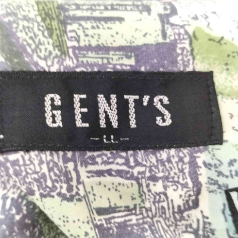 GENT'S シルク100% 総柄 L/S シャツ メンズ LL