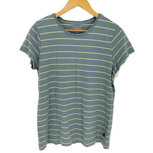 エルエルビーン L.L.Bean ボーダー コットン クルーネック S/S Tシャツ レディース import:M