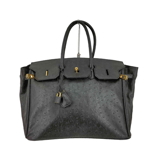 ピエールカルダン pierre cardin オーストリッチ ハンドバッグ 南京錠 レディース