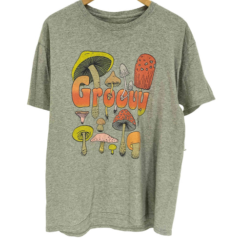 Groovy きのこ プリント S/S クルーネック Tシャツ メンズ
