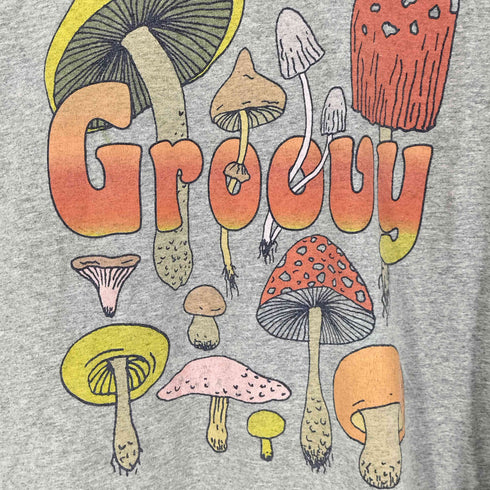Groovy きのこ プリント S/S クルーネック Tシャツ メンズ