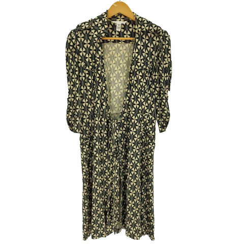 ダイアンフォンファステンバーグ DIANE VON FURSTENBERG 100%シルク 総柄 ワンピース レディース JPN:4