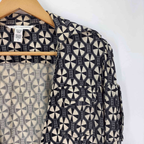 ダイアンフォンファステンバーグ DIANE VON FURSTENBERG 100%シルク 総柄 ワンピース レディース JPN:4