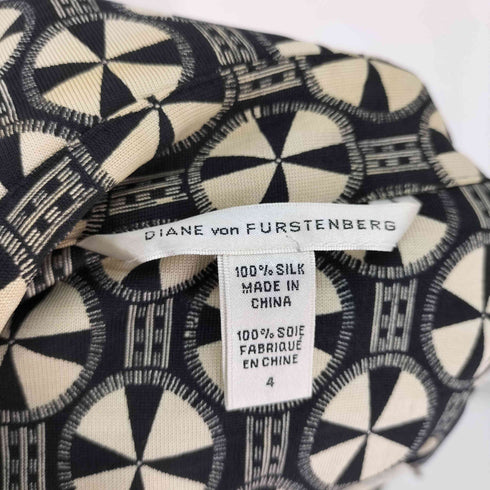 ダイアンフォンファステンバーグ DIANE VON FURSTENBERG 100%シルク 総柄 ワンピース レディース JPN:4