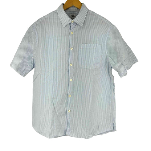 ザラ ZARA ストライプ柄 コットン S/S シャツ メンズ import:S