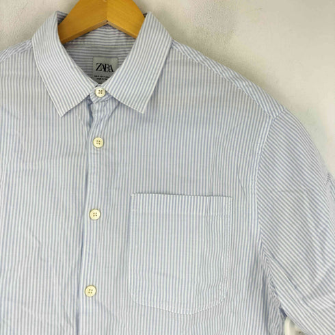 ザラ ZARA ストライプ柄 コットン S/S シャツ メンズ import:S