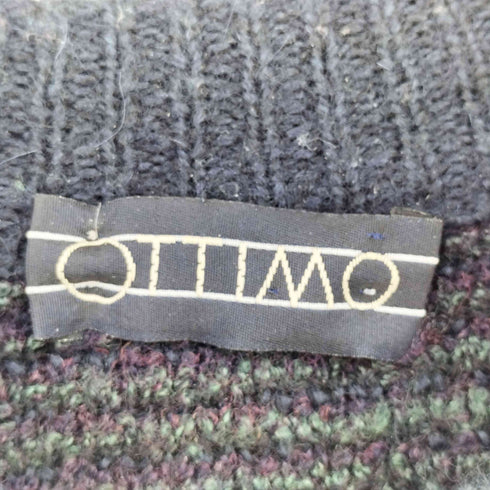 OTTIMO イタリア製 総柄 モヘア混 クルーネックニット メンズ XL