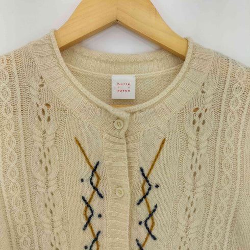 ビュルデサボン bulle de savon 刺繍ケーブルニット カーディガン レディース FREE