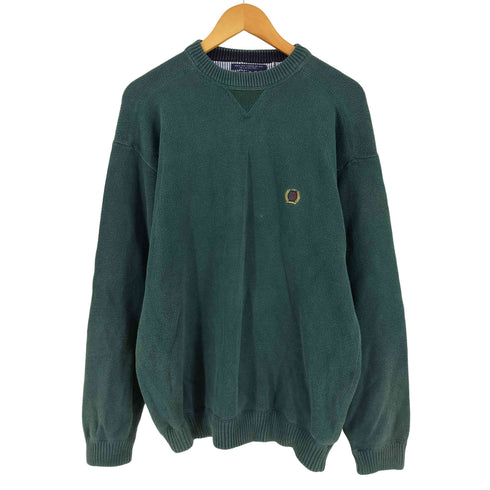 トミーヒルフィガー TOMMY HILFIGER 90s インド製 フロント刺繍 前V コットンニット メンズ import:L