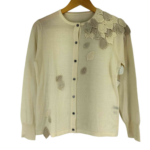 Brodiaea 刺繍デザイン ビーズ装飾 クルーネック カーディガン レディース JPN:40
