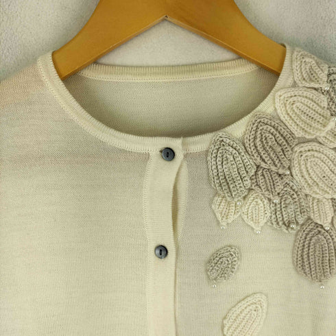 Brodiaea 刺繍デザイン ビーズ装飾 クルーネック カーディガン レディース JPN:40