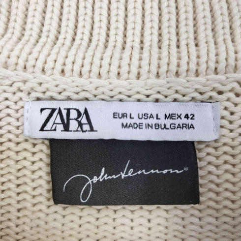 ザラ ZARA フロント刺繍 コットンニット 長袖 ポロシャツ メンズ L