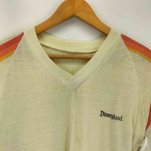 シングルステッチ Vネック プリントデザイン ラグランTシャツ メンズ
