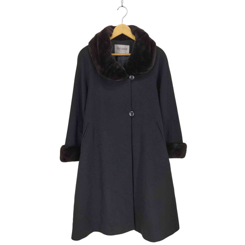 VISCARDI cashmere カシミヤ100% 襟ファー付き ロングコート レディース FREE