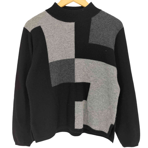 REGEL カシミヤ100% ブロック柄 ハイネック ニット レディース 3L