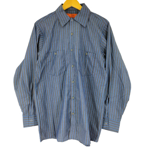 ユニバーサルオーバーオール UNIVERSAL OVERALL USA製 ストライプ柄 L/S シャツ メンズ import:M