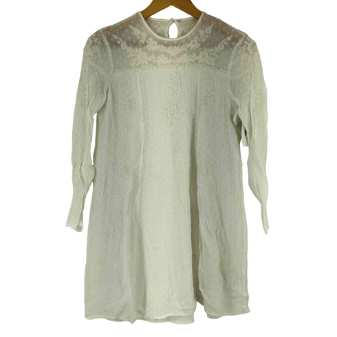 ザラ ZARA 刺繍デザイン L/S レーヨン シャツワンピース レディース import:M