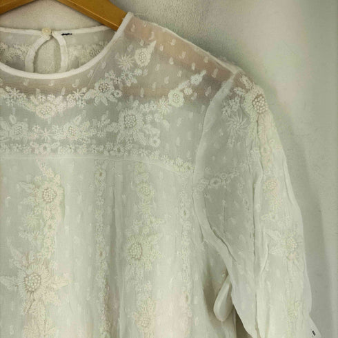 ザラ ZARA 刺繍デザイン L/S レーヨン シャツワンピース レディース import:M