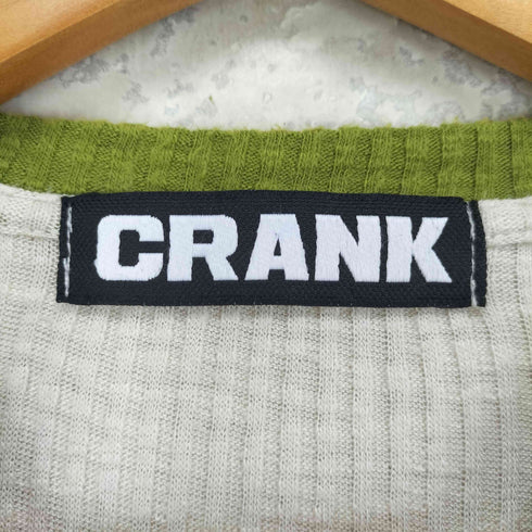 CRANK リブウォーマープリントトップ_オリーブ Y2K レディース