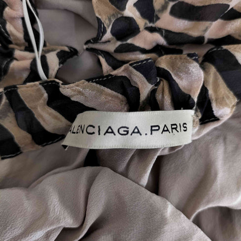 バレンシアガ BALENCIAGA ニコラ期 総柄変形シルクワンピース レディース 36