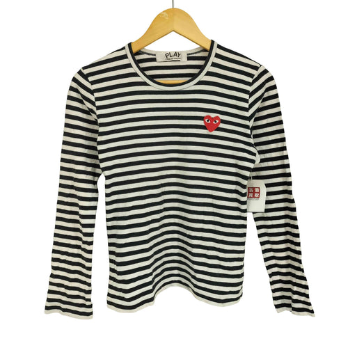 プレイコムデギャルソン PLAY COMME des GARCONS AD2013 ハート ワンポイント ロゴ ワッペン ボーダー カットソー レディース