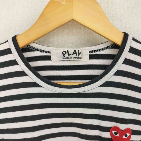 プレイコムデギャルソン PLAY COMME des GARCONS AD2013 ハート ワンポイント ロゴ ワッペン ボーダー カットソー レディース