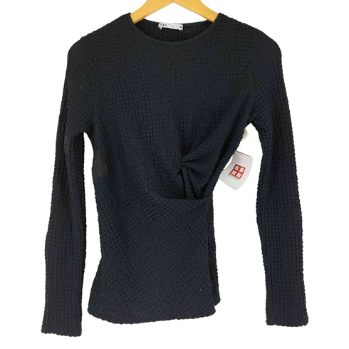 ザラ ZARA Top textura frunces negro レディース US M