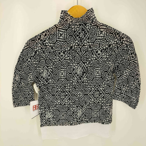 ミーイッセイミヤケ me ISSEY MIYAKE 10SS 総柄 ハイネック プリーツトップ レディース