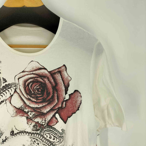 BRUNO PIATTELLI ラインストーン付き バラ プリント クルーネックTシャツ Y2K レディース