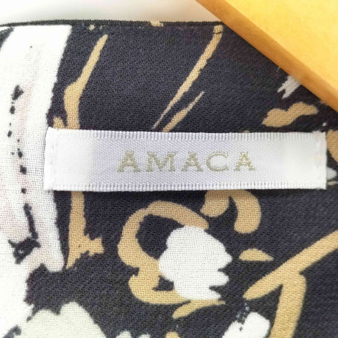 アマカ amaca フラワープリントシアーブラウス レディース 38