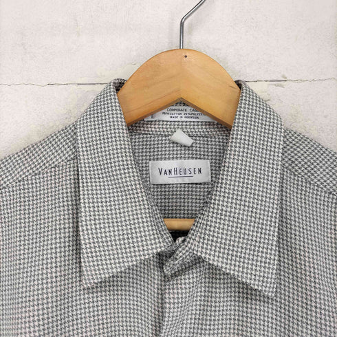 ヴァンヒューゼン VAN HEUSEN 襟芯 千鳥格子柄1ポケットシャツ メンズ 17 34/35