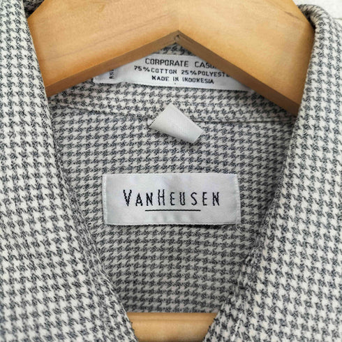 ヴァンヒューゼン VAN HEUSEN 襟芯 千鳥格子柄1ポケットシャツ メンズ 17 34/35
