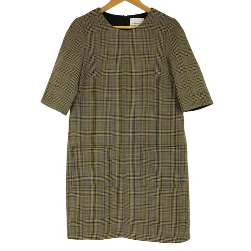 スリーワンフィリップリム 3.1 phillip lim S/S フロントポケット チェックウールワンピース レディース US:4
