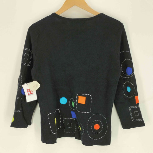 DESIGN OPTIONS BY PHILIP & JANE GORDON 総柄ワッペン 刺繍 マルチカラー レーヨン混 ジップカーディガン レディース import:S